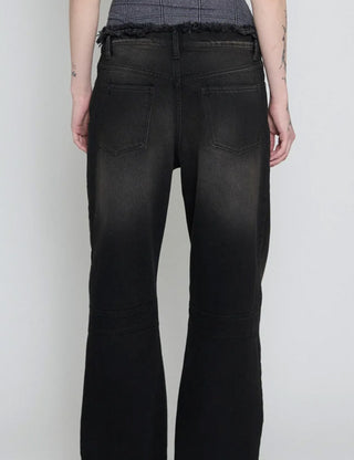Low Rise Frayed Denim