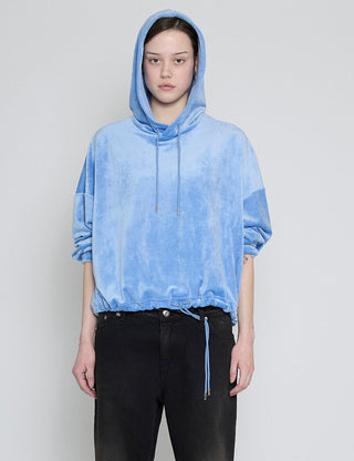 Drawstring Velour Hoodie