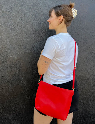 Leather Hobo Bag Tomato