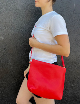 Leather Hobo Bag Tomato