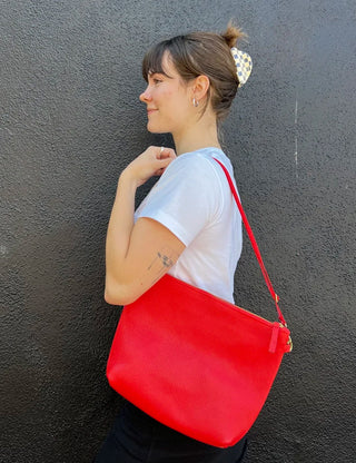 Leather Hobo Bag Tomato