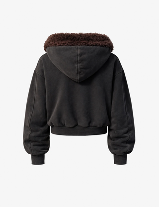 BLACK WASH ZIP-UP HOODIE