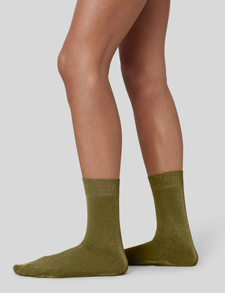 Ines Shimmer Socks Olive Green