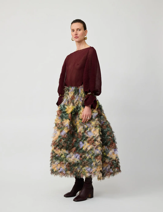 Kenza Furry Skirt in Amber Ingrid