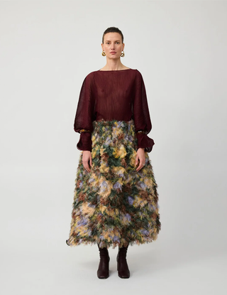 Kenza Furry Skirt in Amber Ingrid