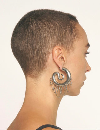 Silver Medium Pierced Serpent Hoops