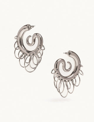 Silver Medium Pierced Serpent Hoops