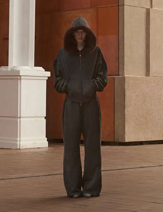 BLACK WASH ZIP-UP HOODIE