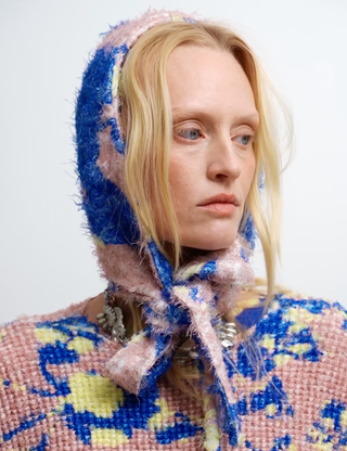 Grete Furry Headpiece in Blush Ingrid
