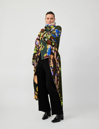 BOA Pleated Furry Scarf in Patchwork Ingrid