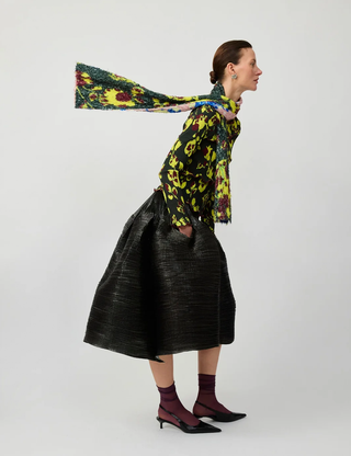 BOA Pleated Furry Scarf in Patchwork Ingrid