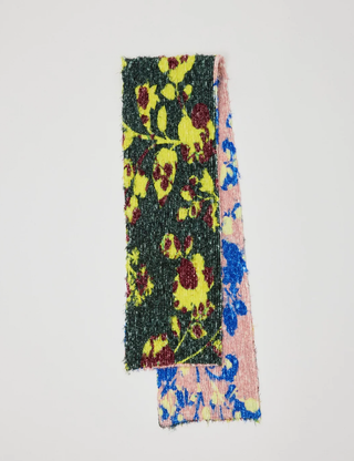 BOA Pleated Furry Scarf in Patchwork Ingrid