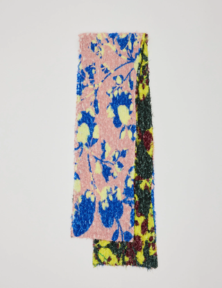 BOA Pleated Furry Scarf in Patchwork Ingrid
