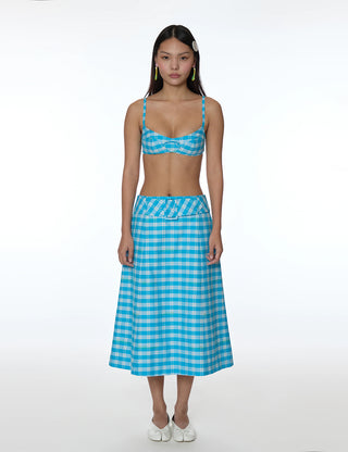 CLIO SKIRT IN CERULEAN PLAID