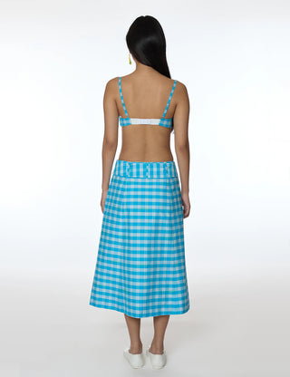 CLIO SKIRT IN CERULEAN PLAID