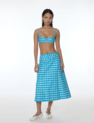 CLIO SKIRT IN CERULEAN PLAID