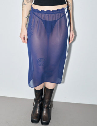 Sheer Navy Sporty Chiffon Skirt