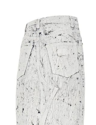 Crackled Denim Maxi Skirt