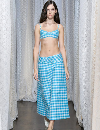 CLIO SKIRT IN CERULEAN PLAID