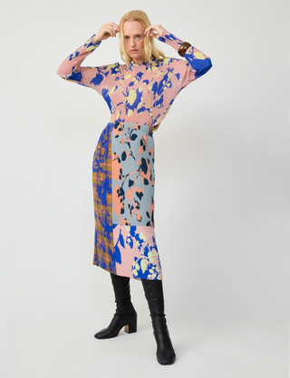 EKKE PLEATED SKIRT IN PATCHWORK INGRID