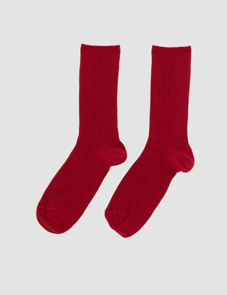 Rib Overankle Socks RED