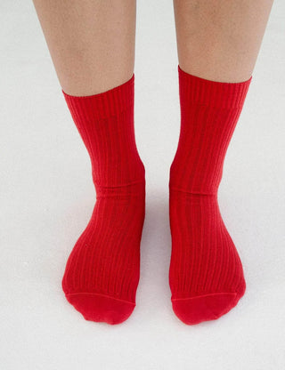 Rib Overankle Socks RED