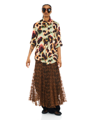 DRIPPY LEOPARD SUNNY BUTTON UP