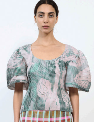 HANDPLEATED KARLOTTA TOP IN SERAPHIN