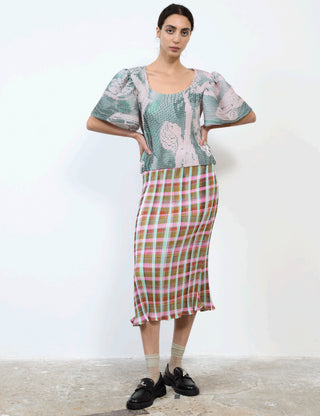 HANDPLEATED KARLOTTA TOP IN SERAPHIN