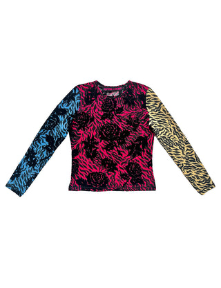 TOTALLY TIGER FLOCKED MESH TOP