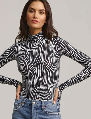 Classic Printed Turtleneck Bodysuit Zebra