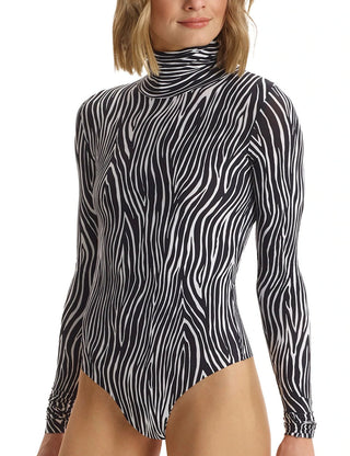 Classic Printed Turtleneck Bodysuit Zebra