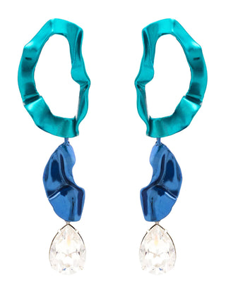 Inside Out Crystal Drop Earrings Cobalt and Aqua