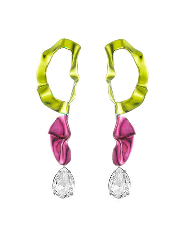 Inside Out Crystal Drop Earrings Lemon Fuchsia
