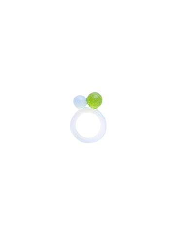 Double Sphere Ring Green + Peach