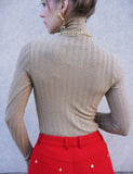 Lurex Turtleneck Sweater Sand + Gold
