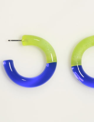 Two Tone Hoop Earrings Cobalt Green