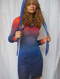 MESH TANK HOODED DRESS FADE