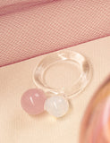 Double Sphere Ring Pink Clear