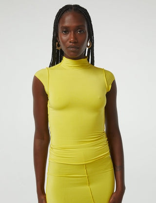REESE MOCK NECK TOP ELECTRIC YELLOW