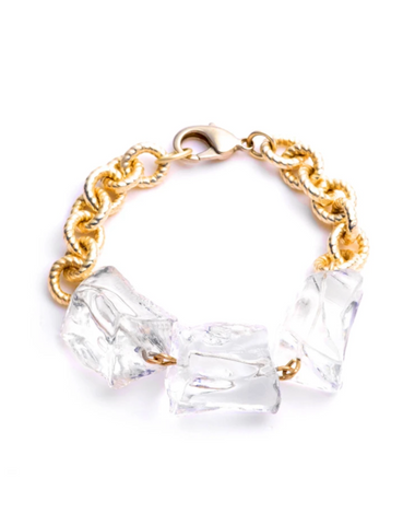 Sterling King Lucite Ice Bracelet Gold